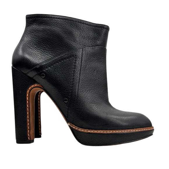 Modern Vintage Black Ankle Bootie Parker 38 Womens Boot Platform Leather Pull On - Picture 1 of 12